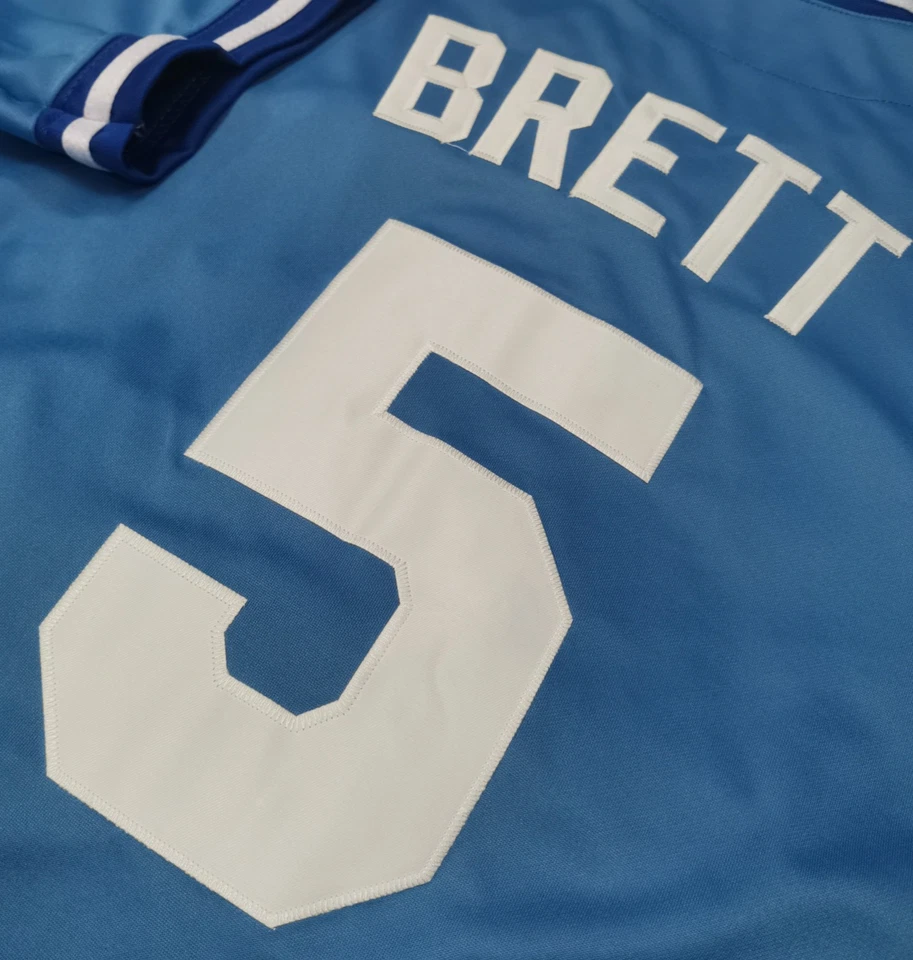 Jersey cosido vintage George Brett #5 Royals retro azul claro. Foto 3 de 4