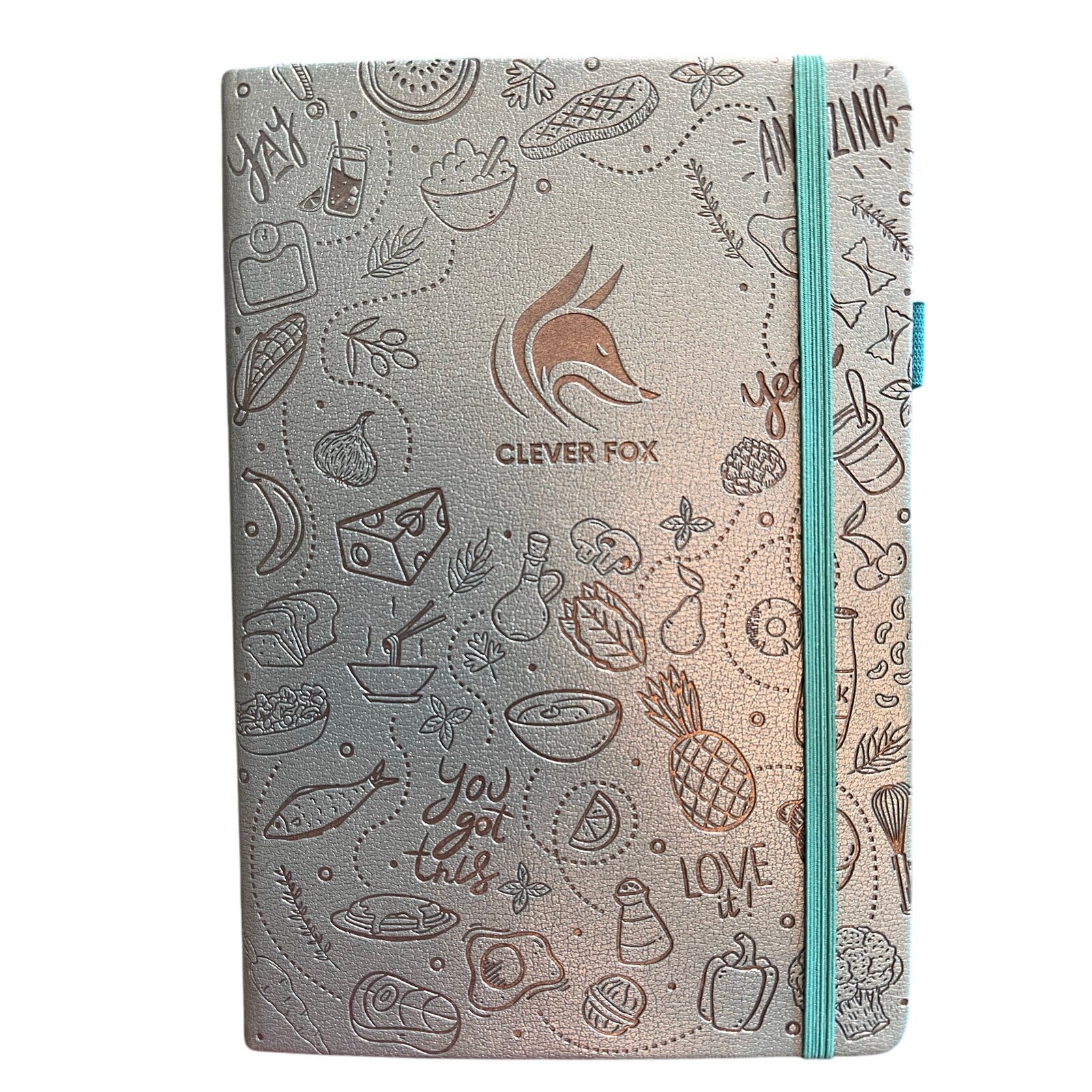 Clever Fox Food Journal - meal tracker, meal planner, diet diary in blue
