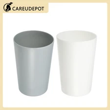 2Pcs Bathroom Toothbrush Tumblers Cup PP Cup Color White Gray 4.52''x3.03''