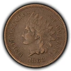 1868 1c Indian Head Small Cent - AU Chocolate Brown - SKU-Y6498