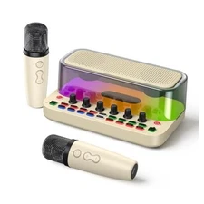  Portable Bluetooth Karaoke Machine Speaker with 2 Wireless Microphones, RGB 