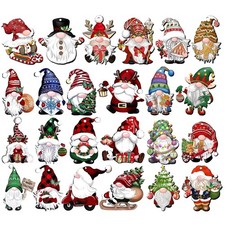 24Pcs Christmas Gnome Ornaments Unduplicates Wooden Hanging 24pcs