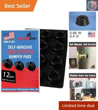 Black Rubber Door Handle Bumpers - 12-Pack for Wall & Furniture Safety