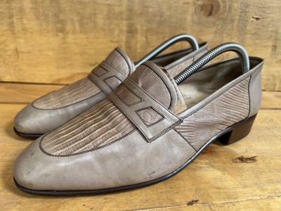 Vintage Mauri genuine lizard loafers mens 9 1/2 M Mauri Vtg Brown All Over Genuine Lizard Tasseled Loafer Slip  main image 4