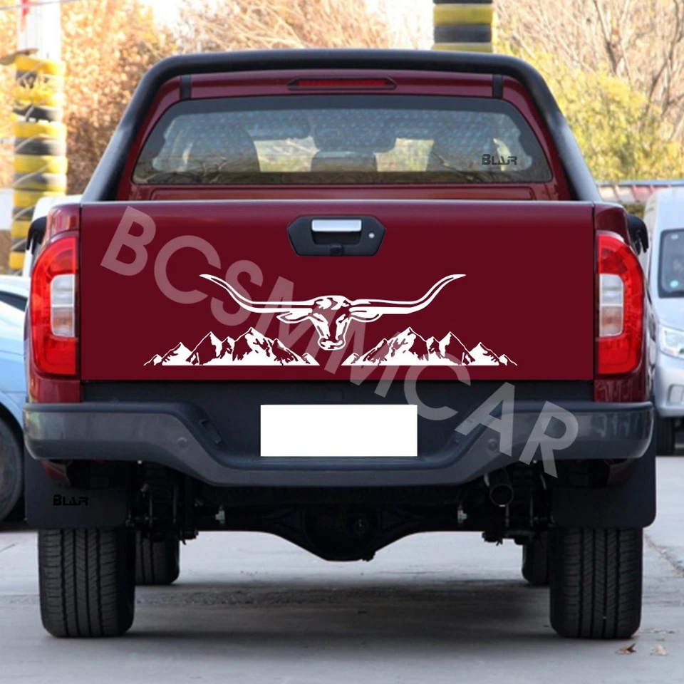 Car Rear Window Trunk Decal Decor Cattle Head Mountain Graphic Vinyl Stickers - Image 4 of 4