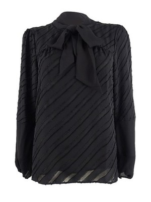 DKNY Women's Tie-Neck Burnout Blouse