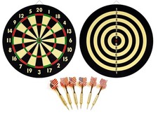 DART BOARD + 6 BRASS DARTS FLAG CHECKERS 16.5" inch NEW!