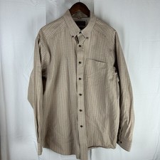 Ariat Pro Series Shirt Mens XL Beige Plaid Button Long Sleeve Western Cowboy