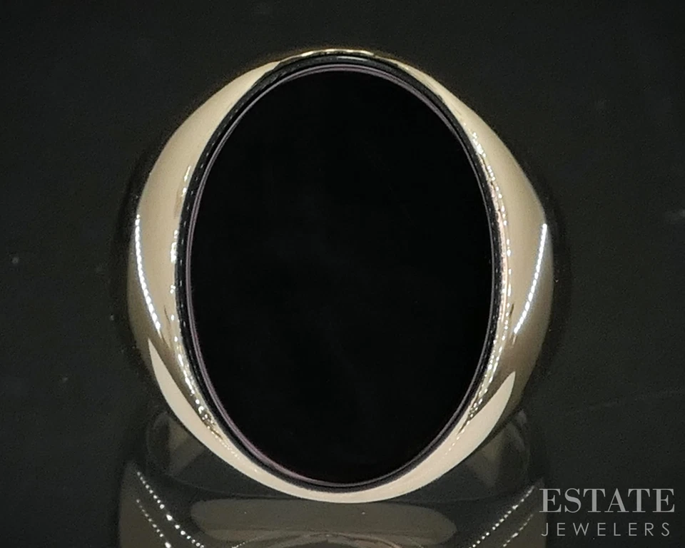 Anillo clásico de oro amarillo de 14k Tiffany & Co. de ónix negro para hombre 15,6 g i20476 Foto 2 de 4