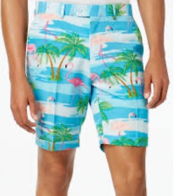 Opposuits Shorts Men 3Flamingo Slim FitbitBeach Blue Suit Tropical Palm Trees