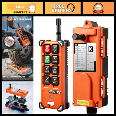 8-Button Wireless Crane Remote Control - 12V Electric Hoist Switch Transmitter &