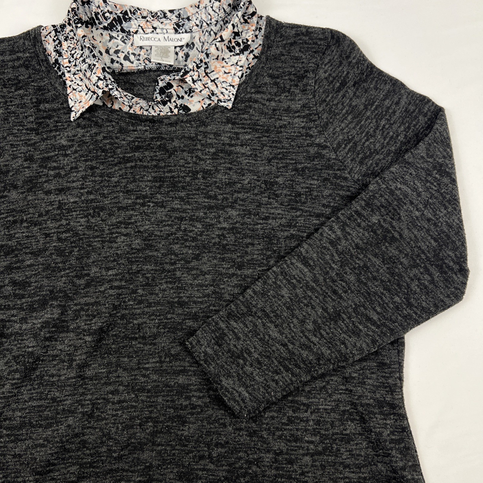 Rebecca Malone Sweater Womens Large Animal Print Layered Look Boho Casual