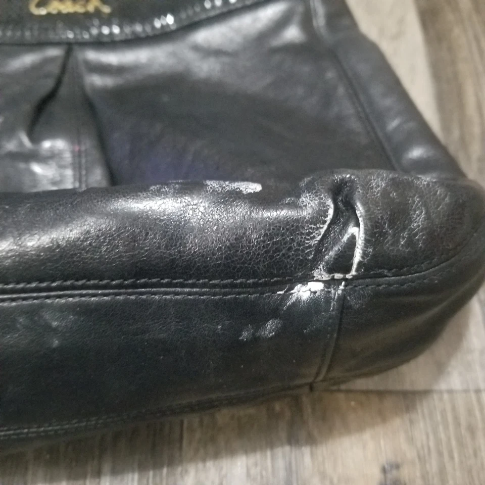 Coach Ashley Black Leather Hippie Handbag Shoulder Bag Tote Purse F20114 - Image 2 of 4