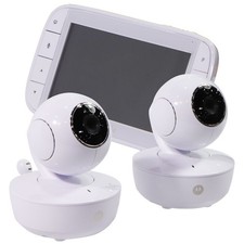 Motorola MBP3XL Portable Video Baby Monitor  2 Rechargeable Cameras - White