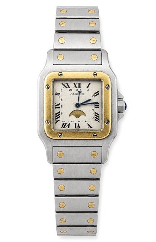 Vintage Cartier Santos Galbee Moonphase 119901 Two Tone 18K Go...