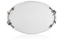 Fitz and Floyd Nature's Greeting Glass Serve Decorative Tray 14"x 9.75" x 1.25"