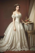 Elegant Vintage Victorian Wedding Dress Spaghetti Straps Strapless Snap Shoulder