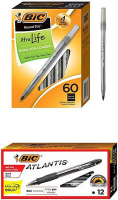 BIC round Stic Xtra Life Ballpoint Pen, Medium Point (1.0Mm), Black, 60-Count