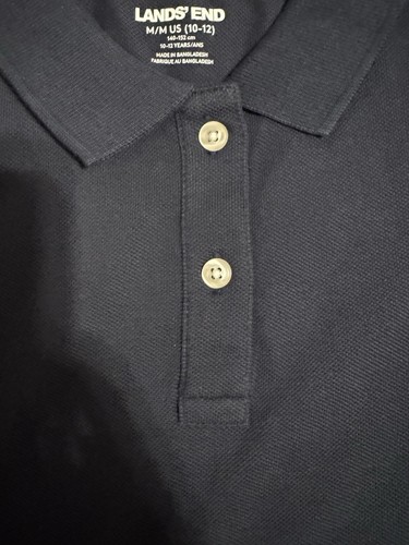 Lands End Girls Long Sleeve Mesh Polo Shirt Classic Navy Size Medium (10-12) NWT - Picture 2 of 4