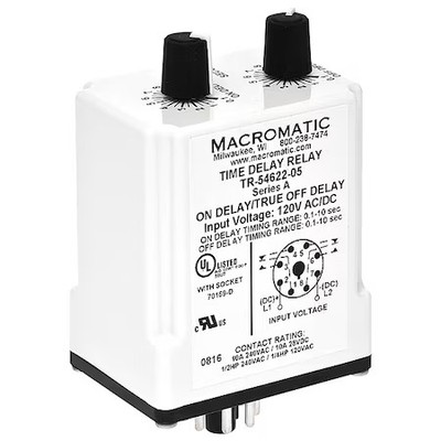 Macromatic Tr-55126-05 Single Function Time Delay Relay, Octal, Cycle On, 1