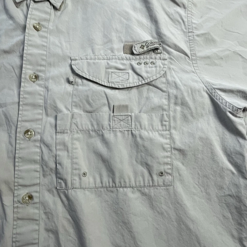 Camisa masculina Florida Gators Columbia PFG grande botão para cima ventilada faculdade NCAA bege - Imagem 3 de 4