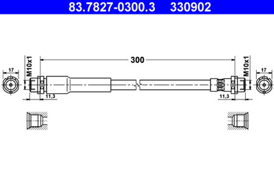 ATE 2x Bremsschlauch 83.7827-0300.3/2x für FORD FIESTA 5 Van 16V TDCi MAZDA DY