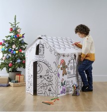 Christmas Cardboard House Colour Your Own Childrens Playhouse present 