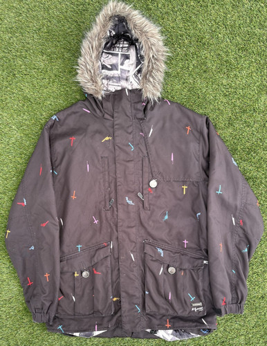Burton X Andy Warhol Snowboard Parka Jacket Mens Size L Outdoor Ski Snow Zip Up