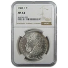 1881 S Morgan Silver Dollar MS 64 NGC Uncirculated $1 Coin SKU:CP394