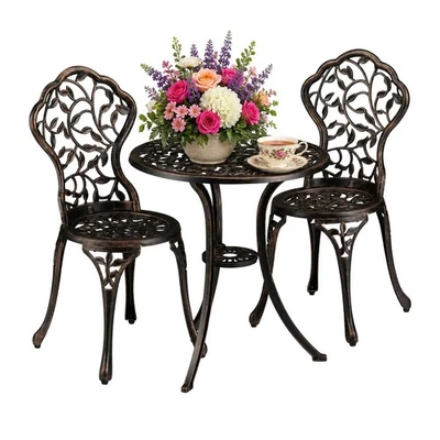 Jeu meubles balcon mobilier de terrasse léger bronze ensemble mobilier balcon - Photo 1/4