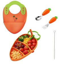 5-Piece Silicone Baby Feeding Set Baby Plates with Strong Suction, Toddler ...