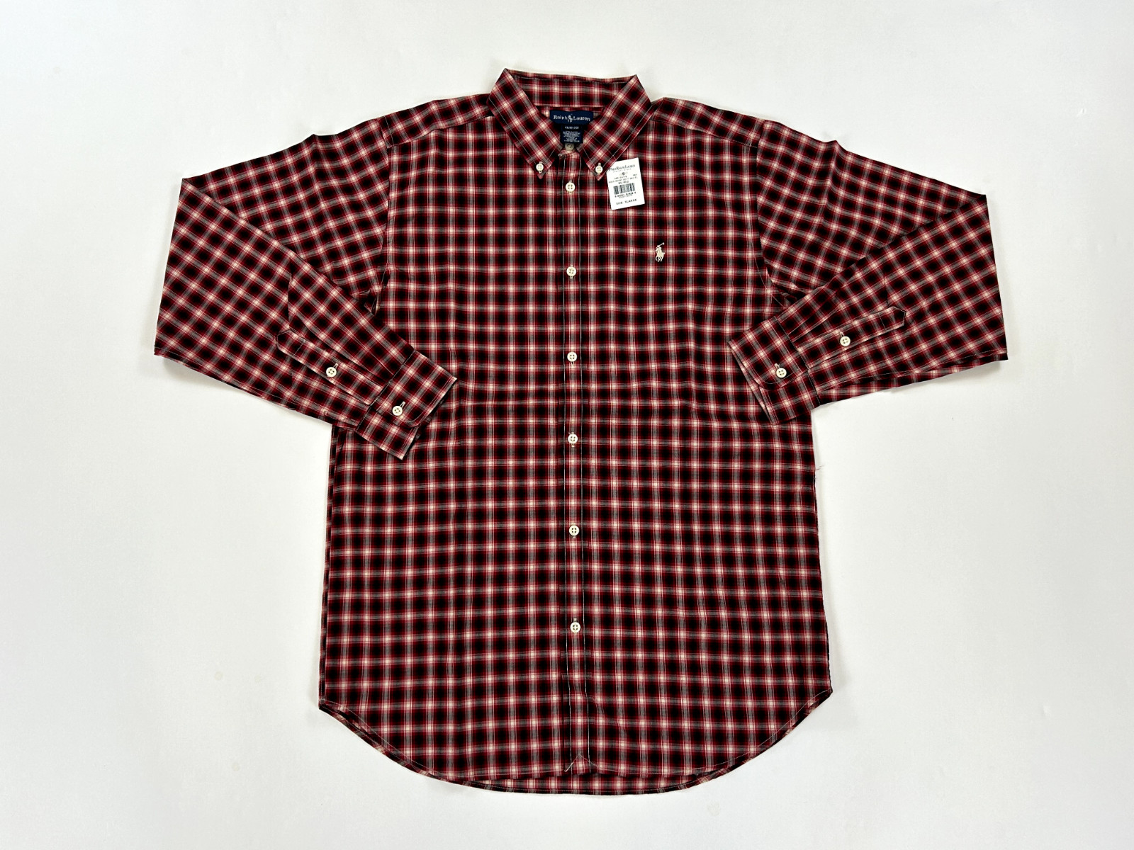 Рубашка Polo Ralph Lauren в клетку на пуговицах для мальчиков с длинным рукавом и пони - Размер: 18-20