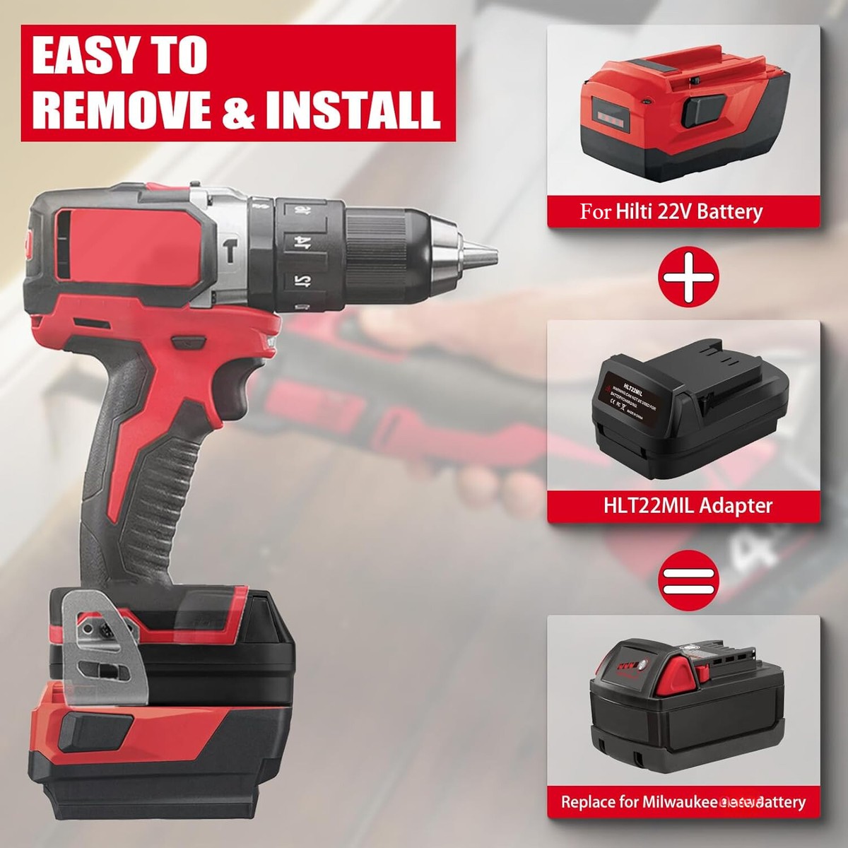 Adapter for Hilti 22V B22 Battery Convert to for Milwaukee Adapter for Hilti 22V B22 Battery Convert to for Milwaukee