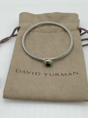 David Sterling Silver 3mm Chatelaine Bracelet With Prasiolite Size Small
