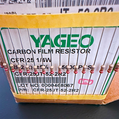 100PCS CFR-25JT-52-2R2 YAGEO Carbon Film Axial Resistor 5% 2.2Ohm 0.25W