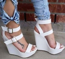 Women  s Super High Wedge Heel Open Toe Buckle Sandals Shoes Clubwear Platform OL