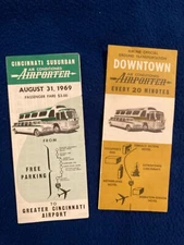 Cincinnati Airporter bus timetables, 1969 & 1970.