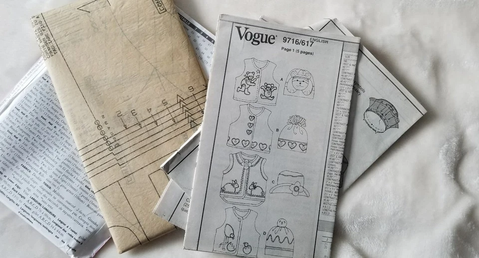 Vogue 9716 Craft Childs Appliqued Vest Hat Sewing Pattern - Image 4 of 4