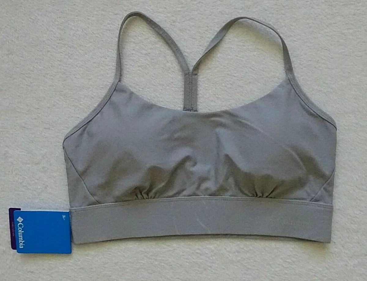 Columbia Sports Bra Size L Gray Racerback Sports Top Wicking Stretch Low  Impact