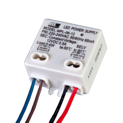 Mini LED Trafo mit Konstantspannung - 12V DC - 0,5A - 6W Slim Netzteil (driver)