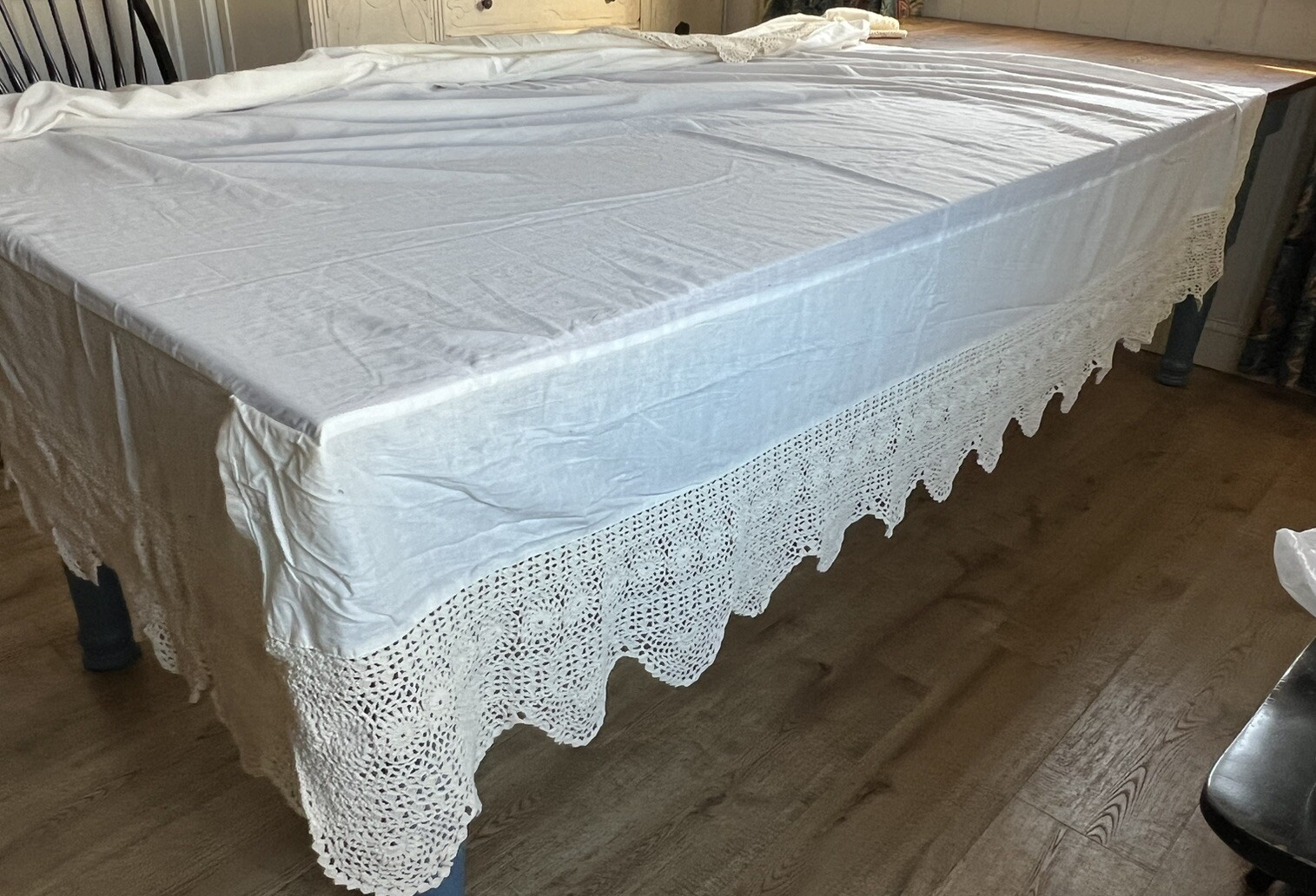 JCP Crochet Bed Skirt 100 Cotton King Size Cottage Country French