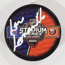 LOU LAMORIELLO SIGNED NEW YORK ISLANDERS STADIUM SERIES PUCK NHL HOCKEY W/LOA