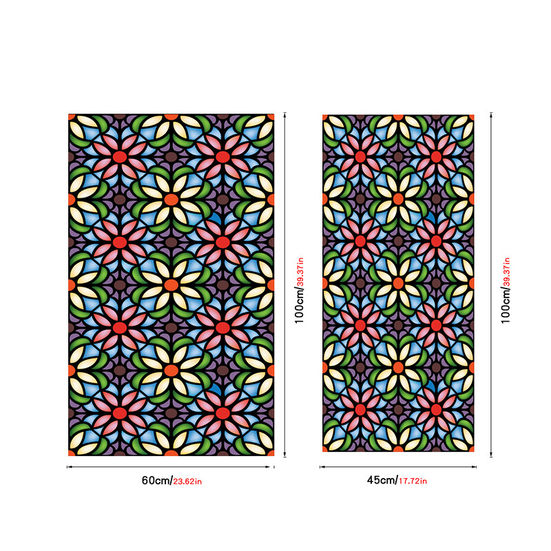 3D Privacy Static Cling Frosted Stained Window Film Flower Birds Glass