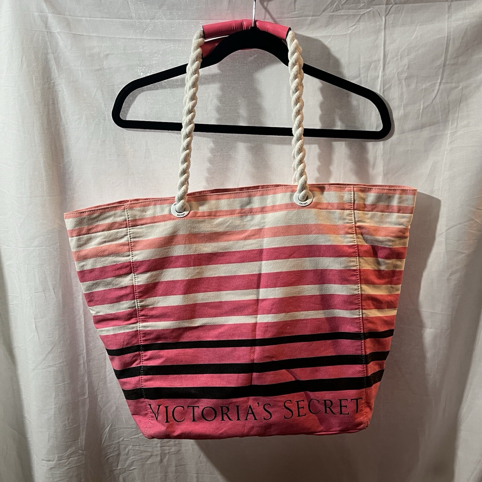 Victoria's Secret 2018 Large Striped Canvas Tote Bag