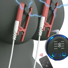 E-stim Nipple Electric Clamps Breast Clip Women Breast Enlargement Device USA