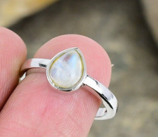 Rainbow Moonstone Ring 925 Sterling Silver Ring For Women Mother Ring Dainty