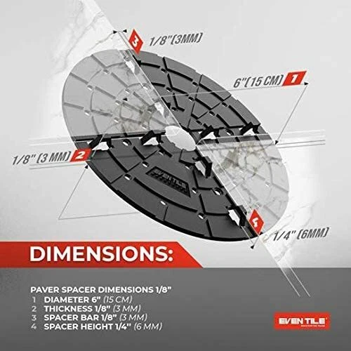Eventile 1/8" Large Format Porcelain Tile Spacer and Natural Stone Paver Spacer  - Image 3 of 4