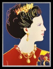 ANDY WARHOL- "Queen Margarethe" Denmark-  Blue Screenprint-Diam.Dust- Beautiful