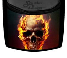 Fire Flames Fierce Skull Death Car Truck USA Graphic Hood Wrap Decal Vinyl Black