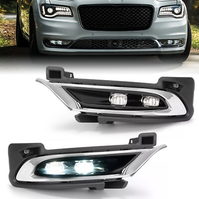 Left & Right Side For Chrysler 300 2015-2024 LED Fog Lights Bumper Driving Lamps